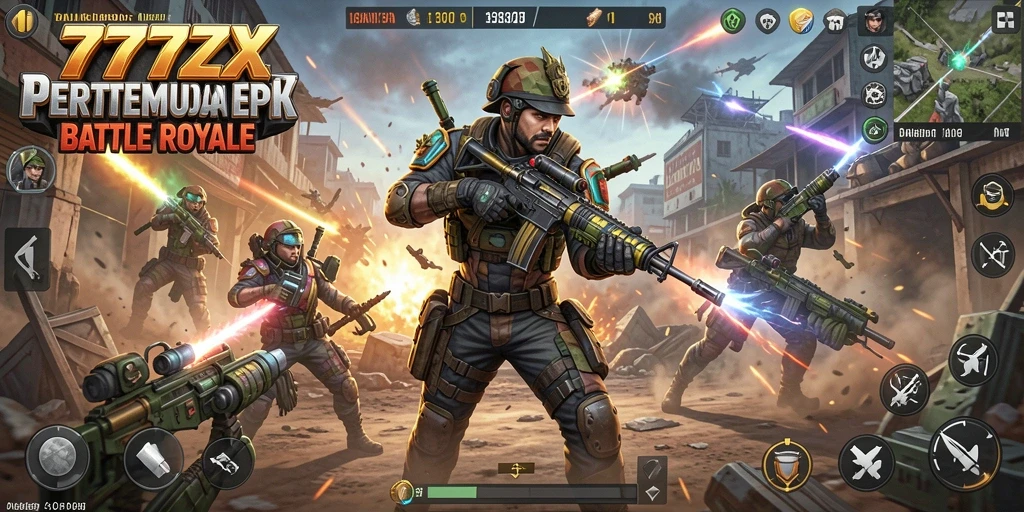 Screenshot gameplay Battle Royale yang mendebarkan dari 777ZX.
