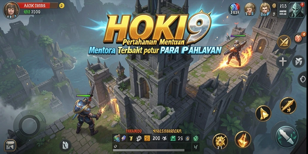 Screenshot gameplay HOKI9 menampilkan pertarungan menara yang intens dan strategis.