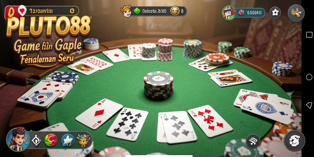 Screenshot gameplay Gaple dari PLUTO88 yang menampilkan suasana pertandingan.