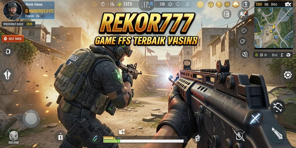 Screenshot gameplay REKOR777 menampilkan aksi seru dalam pertempuran FPS.