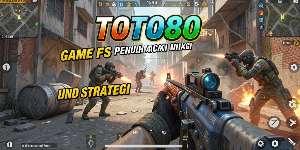 Tangkapan layar utama TOTO80 menampilkan momen intens dari gameplay FPS.